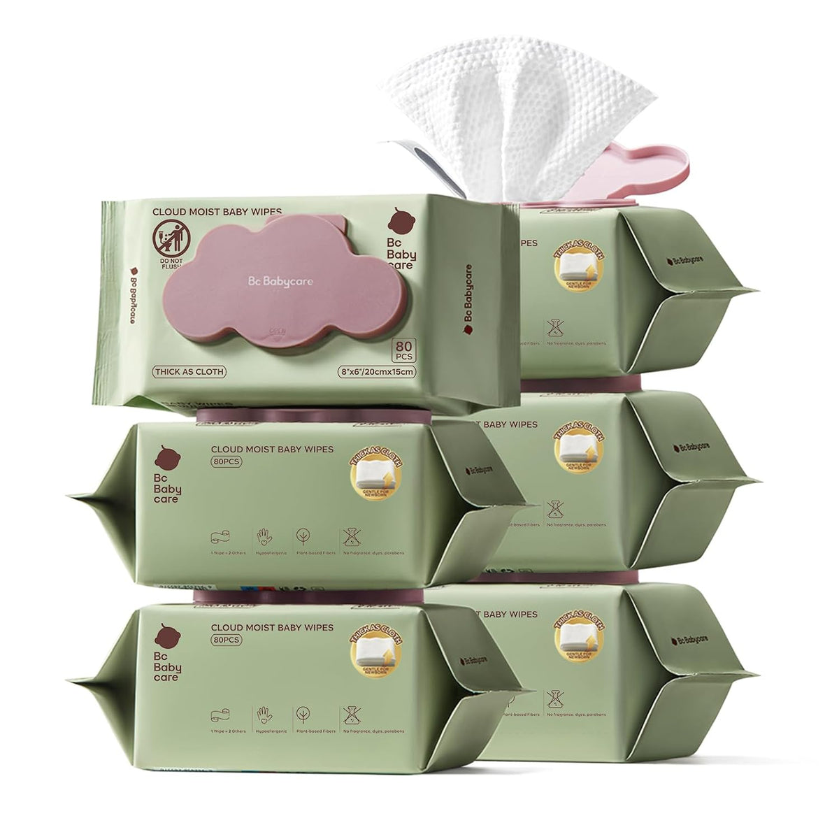 Cloud Moist Baby Wipes, Thick & XL, 99% Water, Ultra-Hydrating, Unscented, Hypoallergenic for Sensitive Skin