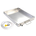 Heavy Duty 304 Stainless Steel Drip Pan Leak Proof Condensate Water Catcher with Drain Outlet Universal Design for HVAC AC Unit Washing Machine Kitchen Garage and Gardening use(20x8x0.8in)