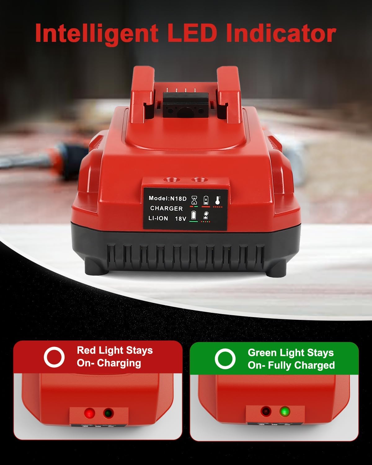 Aoasur 1-Pack 18V 6.0AH Replacement for Milwaukee M-18 Battery and 1 Charger（Red）