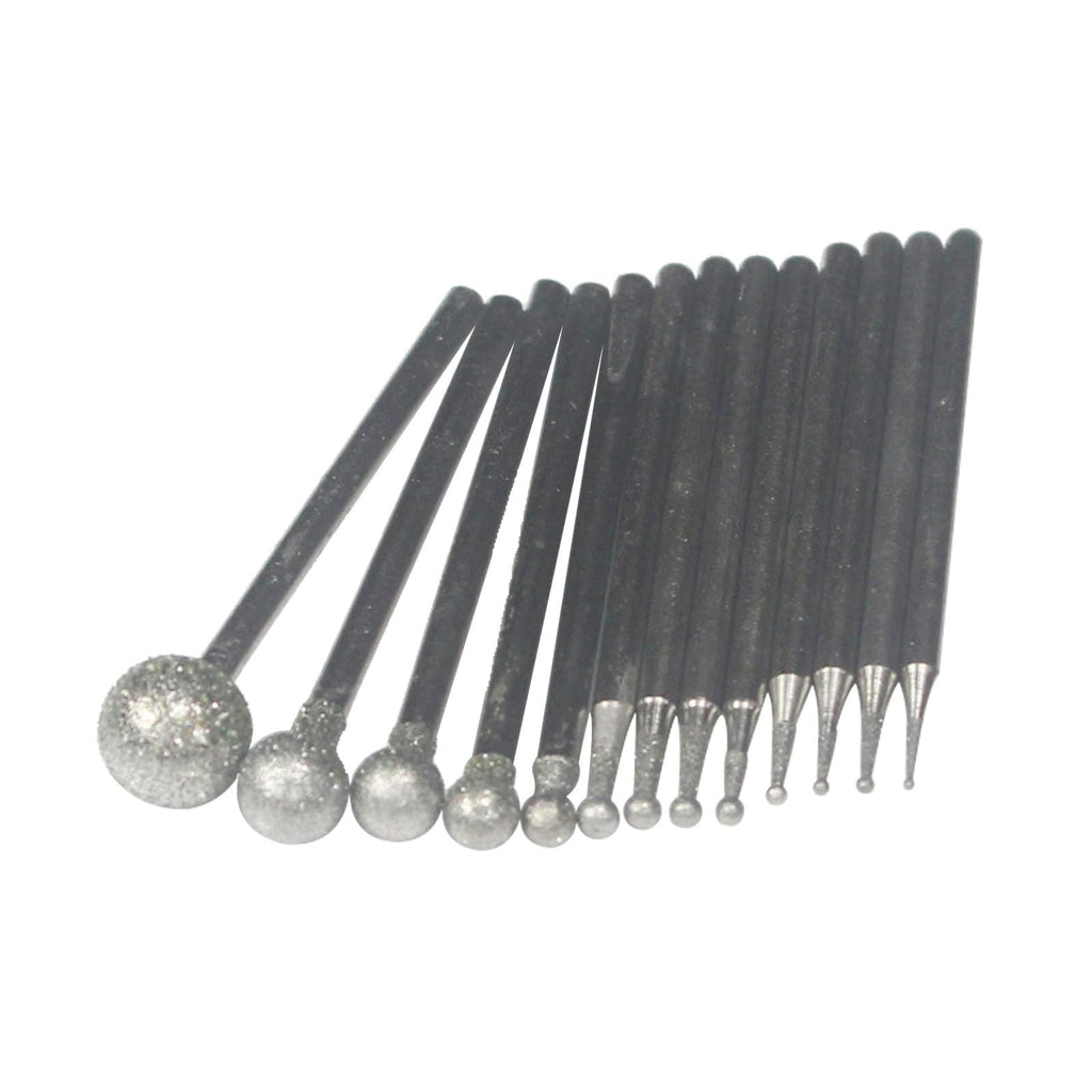 Luo ke 13 Pcs 3/32'' Shank Ball Shape Diamond Burr (0.5mm - 8mm)