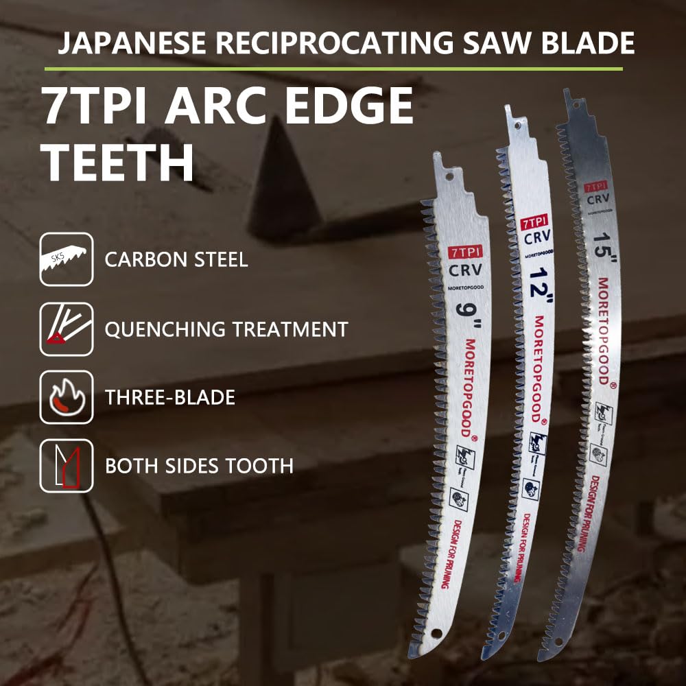 MORETOPGOOD 9"/12"/15" Arc Edge Reciprocating Saw Blade, 3 Pack