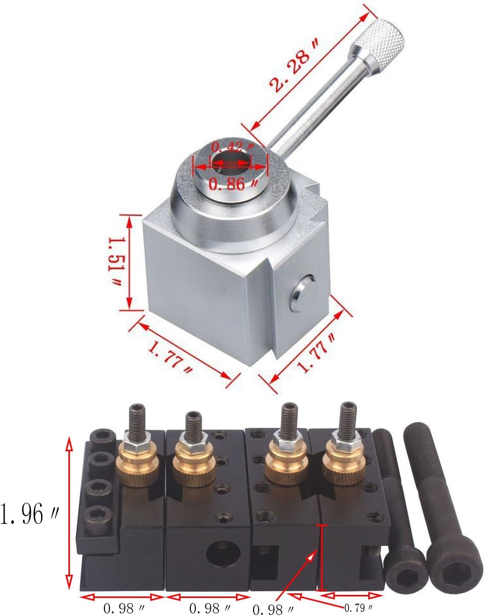 Mini Lathe Quick Change Tool Post & Holders Multifid Tool Holder Kit Set for Table