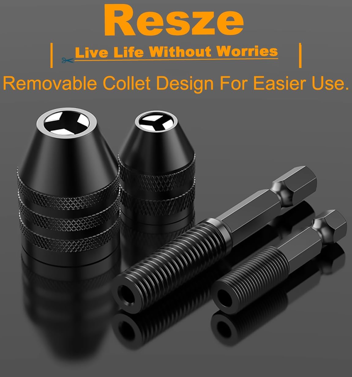 Resze Keyless Drill Chuck Adapter - 3Pcs Drill Chuck for Impact Driver