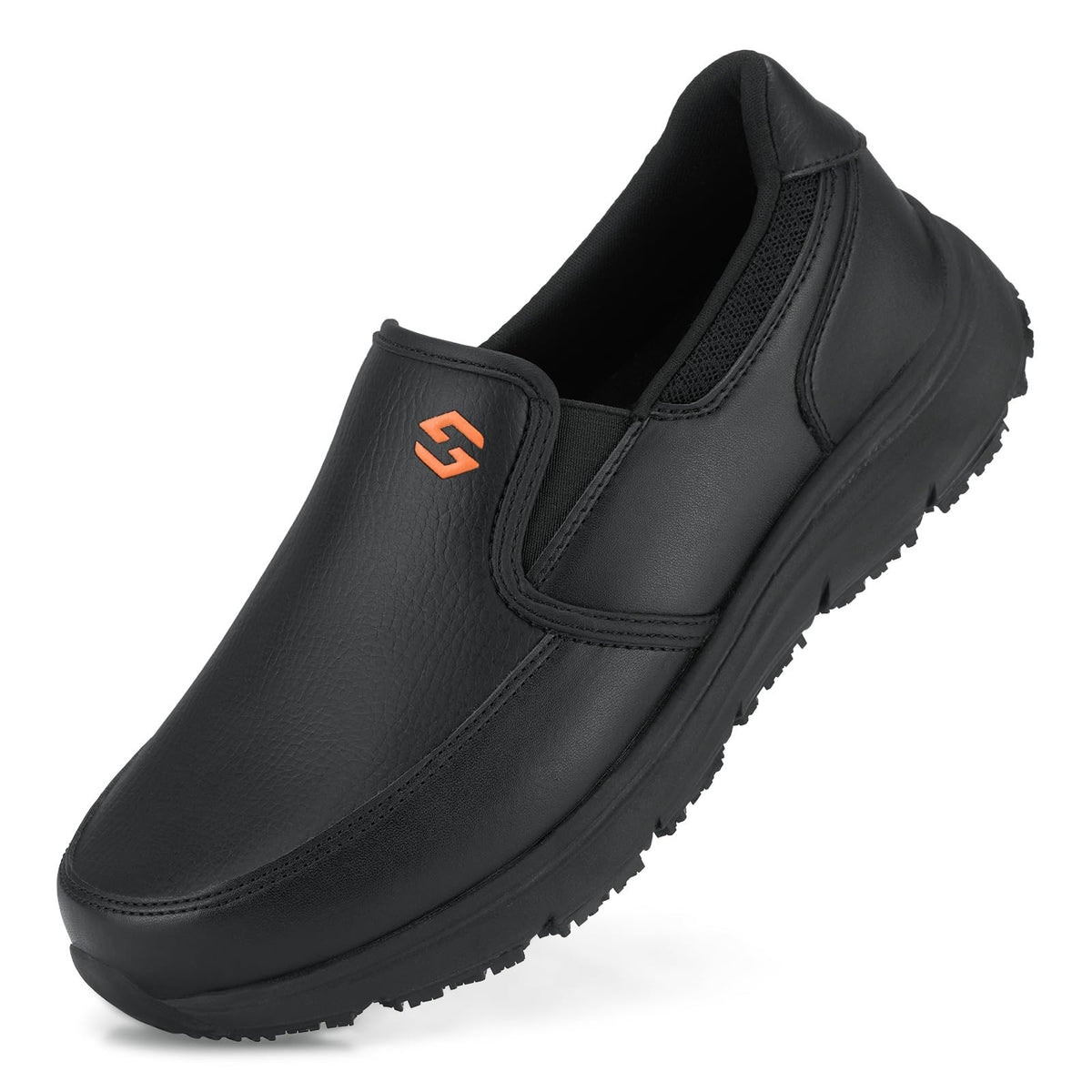 Men's Leather Non Slip Food Service Shoes, Water & Oil Resistant, Comfortable, Breathable, Lightweight Slip Resistant
