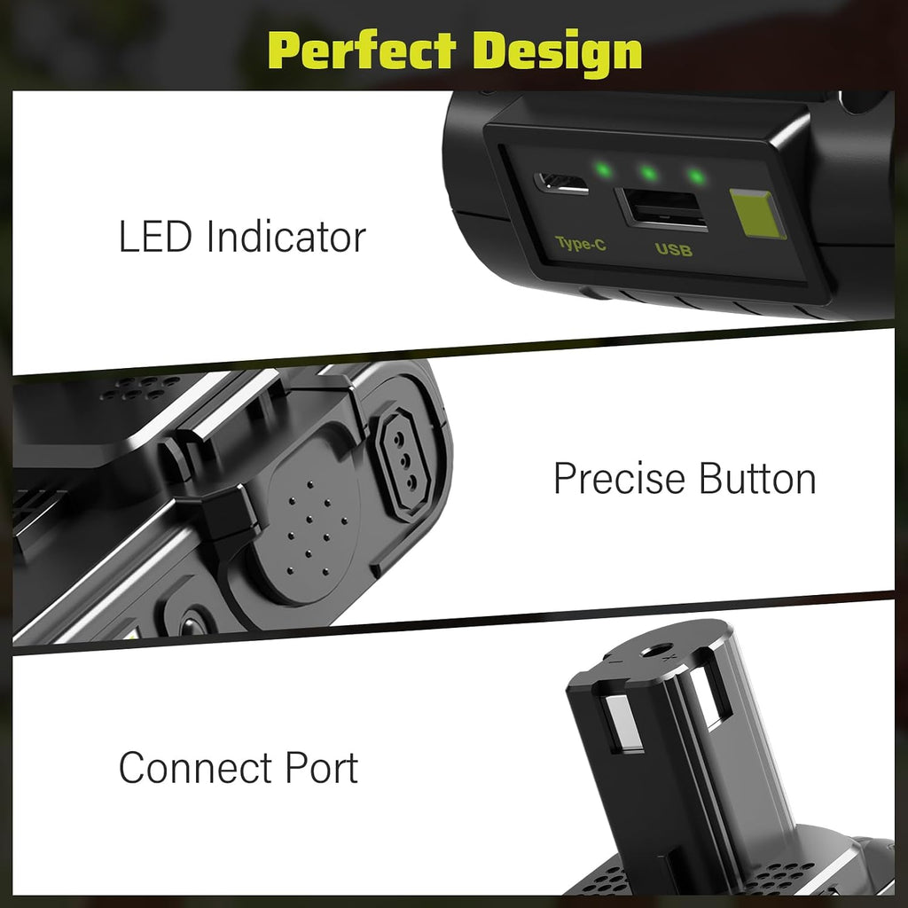 3.0Ah Replacement for Ryobi 18V Battery & Rapid Charger Combo with USB Port