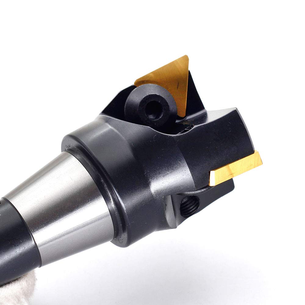 OSCARBIDE Indexable End Mill,R8 Shank,TP43,2" Cutting Depth,3 Flutes