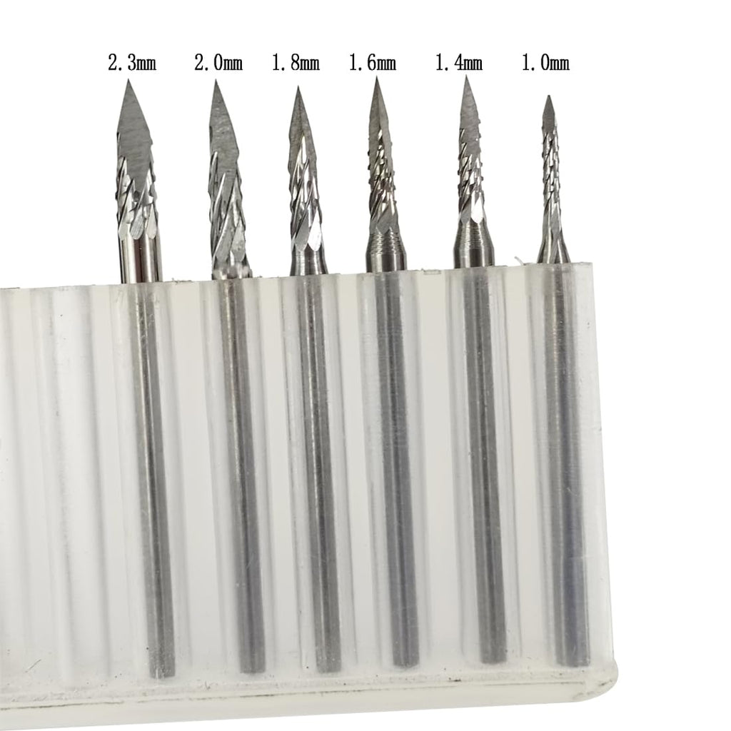 Luo ke 6 Pcs 3/32'' Shank Tip Cone Shape Aluminum Cutting Burr (010-023)