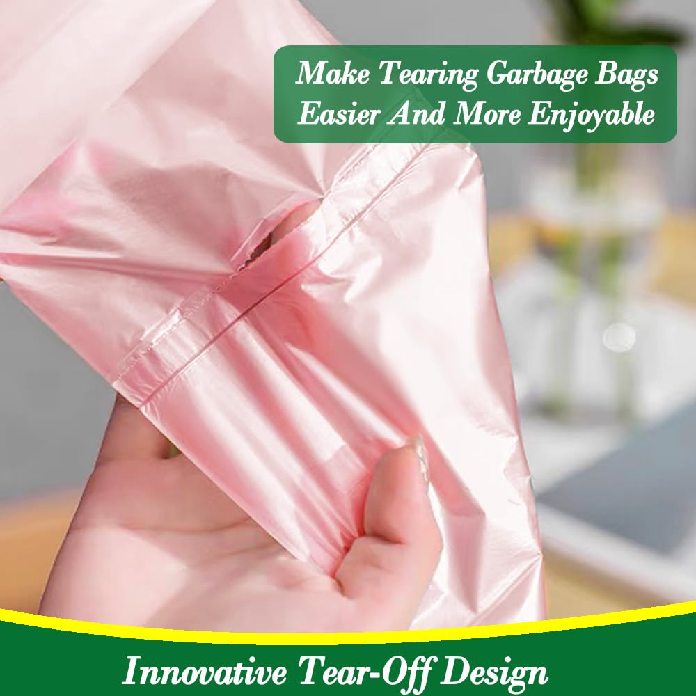 1.2 Gallon 240 pcs Small Pink Trash Bags, Strong Garbage Bags, Bathroom Trash Can Bin Liners Unscented, Mini Plastic
