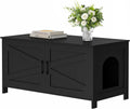 39.4" L Cat Litter Box Enclosure with Barn Door, Black