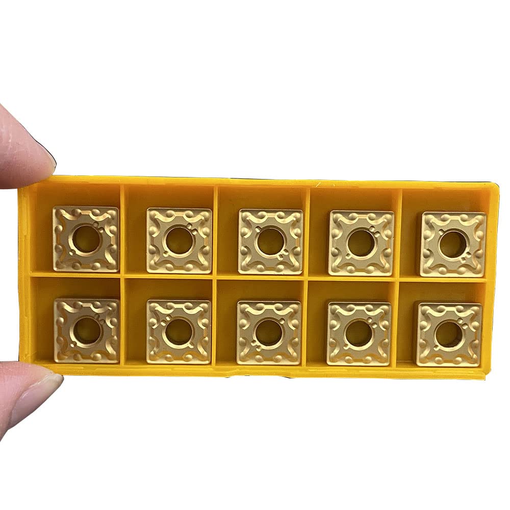 GBJ 10pcs SNMG 432 MA SNMG120408 -MA US Carbide Turning Inserts Lathe Carbide Inserts MSSNR Turning Holder Cutting Tools for Machining Steel Parts/Stainless Steel (SNMG432-MA Gold)