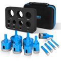 Diamond Hole Saw Tile Drill Bits Kit, 11 PCS Serrated Brazing Tile Core Drill Bits Sets with EVA Hole Saws Guide Jig Hollow Drill Hole Saw for Ceramic, Glass,Tile, Marble,Granite, Gypsum,Wood