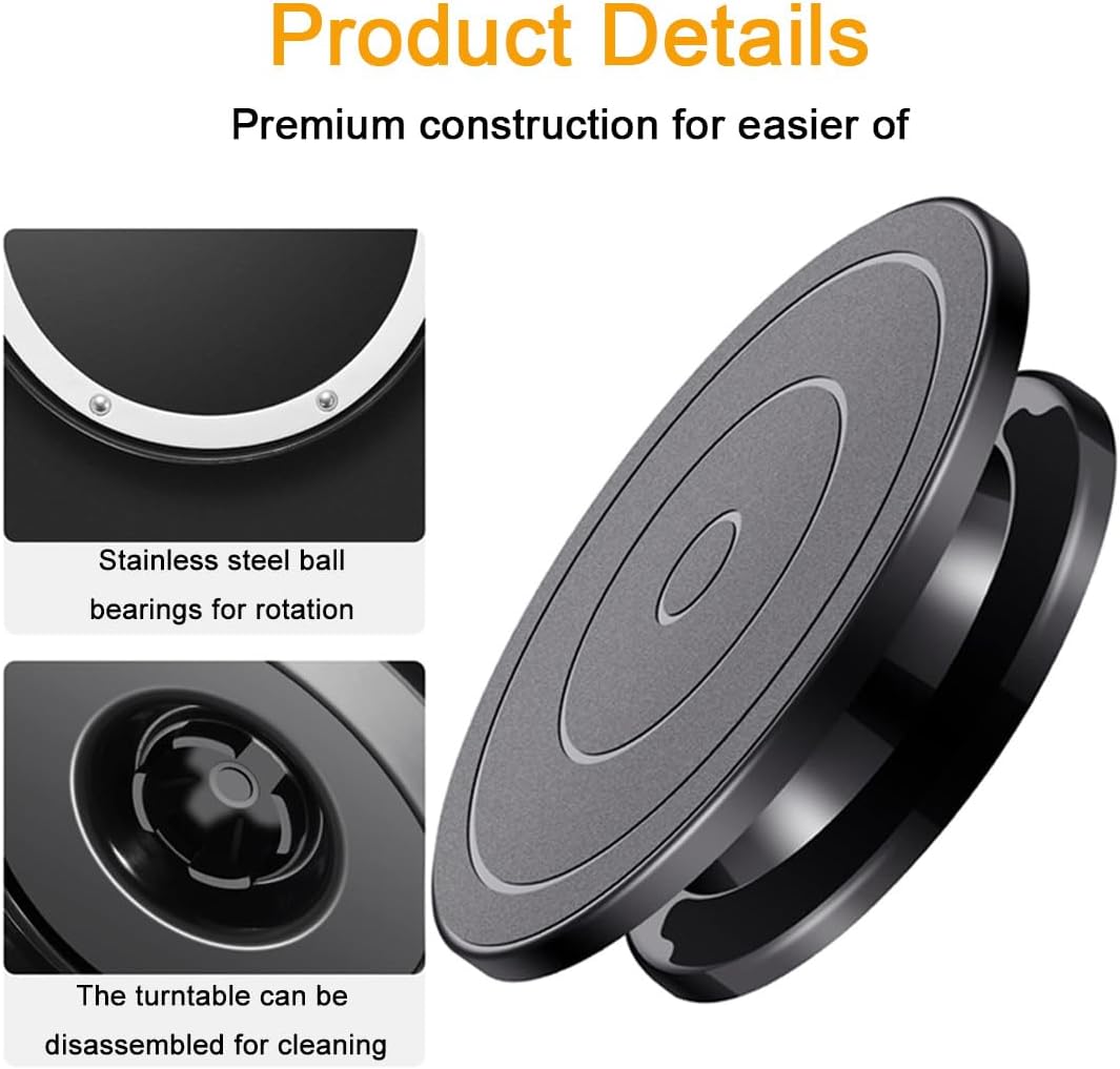 Cake Turntable, 11''Cake Stand Decorating Bakery Supplies, Turnable Black Painting Turn Table Stand for Pastries