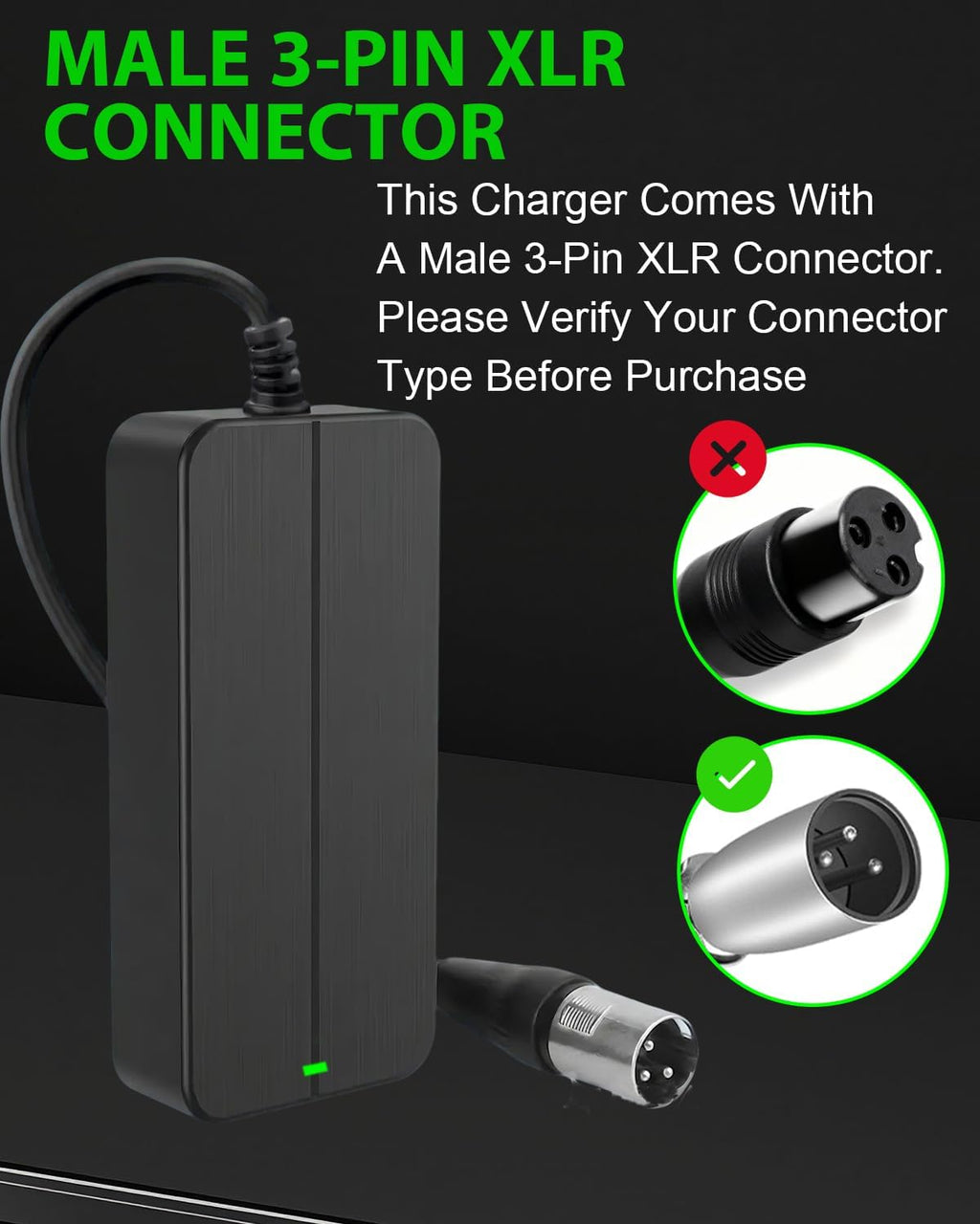 29.4V 5A 3-Pin XLR Lithium Battery Charger for Mobility Scooter,Power Chair, Compatible with Pride Mobility Go-Go, Jazzy, Shoprider, Golden Technologies, Drive Medical, Buzzaround, 24V Li-ion Battery
