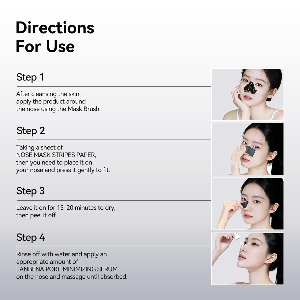 3-in-1 Blackhead Removal Set - Bamboo Charcoal Pore Strips (30g), Pore Minimizing Serum (15ml) & Removal Paper
