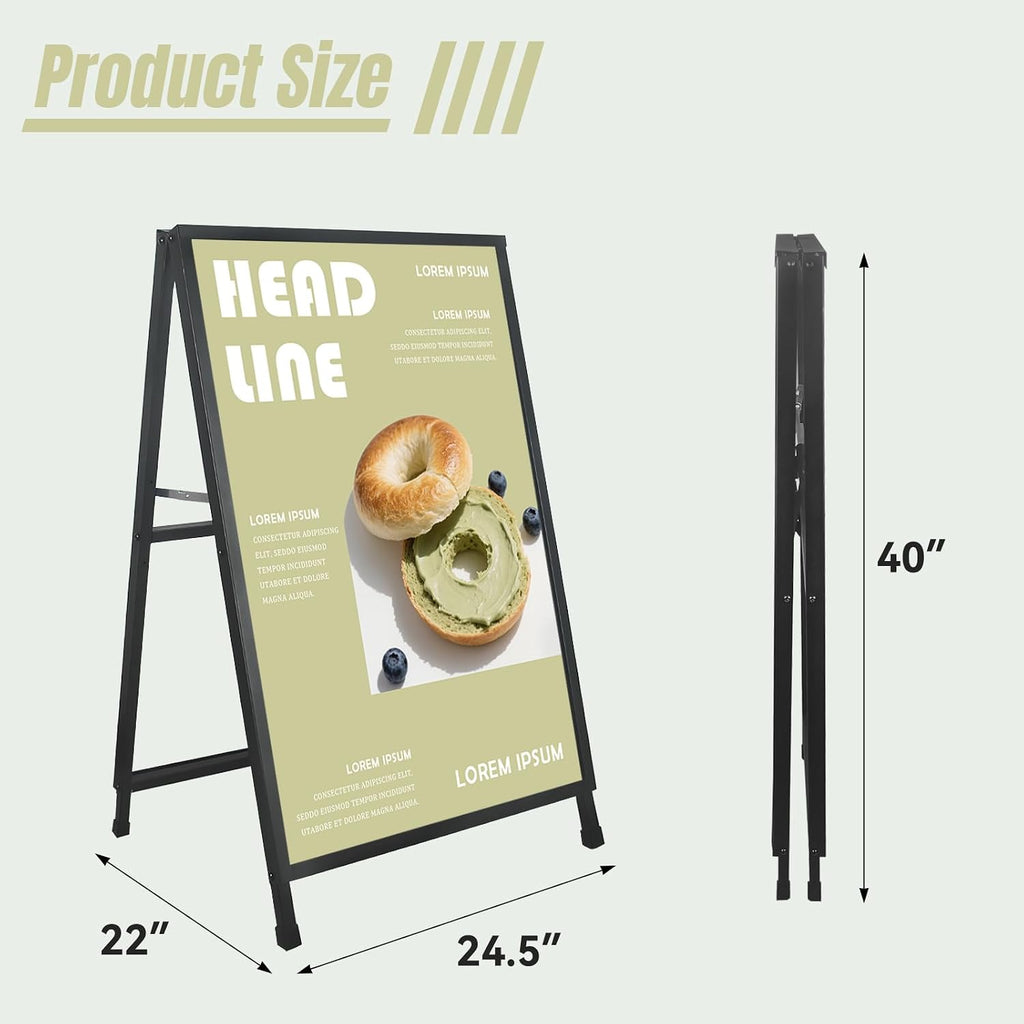 A Frame Sign 24x 36 Inch Heavy Duty Sandwich Board Double-Sided Folding Sign Holder Outdoor Pavement Sign for