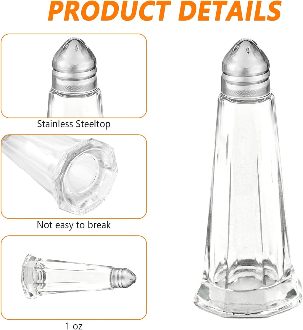 Set of 24 Tower Glass Salt and Pepper Shakers Bulk 40ml Small Tower Spice Shakers Refillable Glass Salt Shaker with
