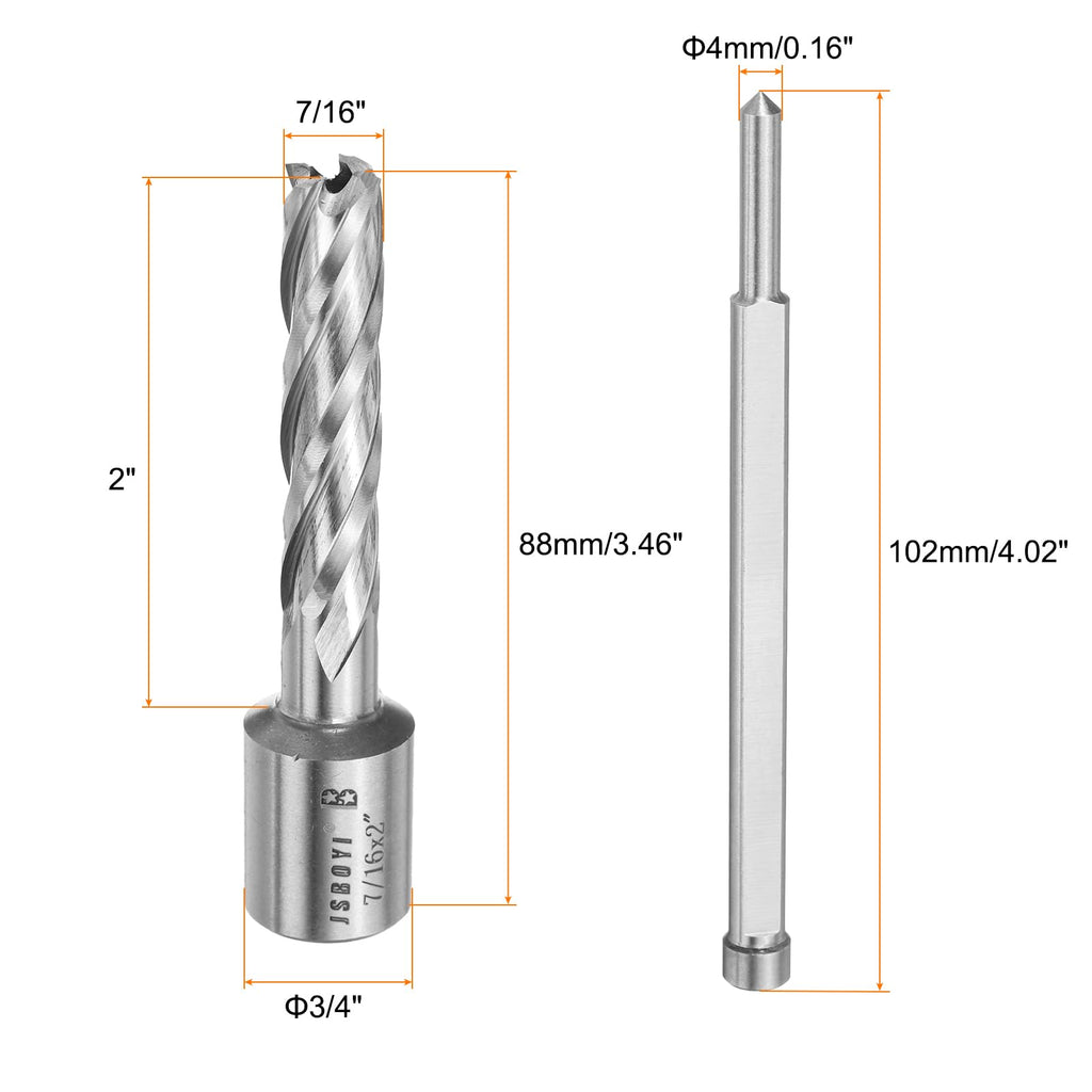 HARFINGTON Annular Cutter 7/16" Cutting Diameter Shank 3/4" with 2" Depth of Locating Pin M2 High-Speed Steel Drill Bit Annular Cutter for Standard Magnetic Drills Machine Tools Mills