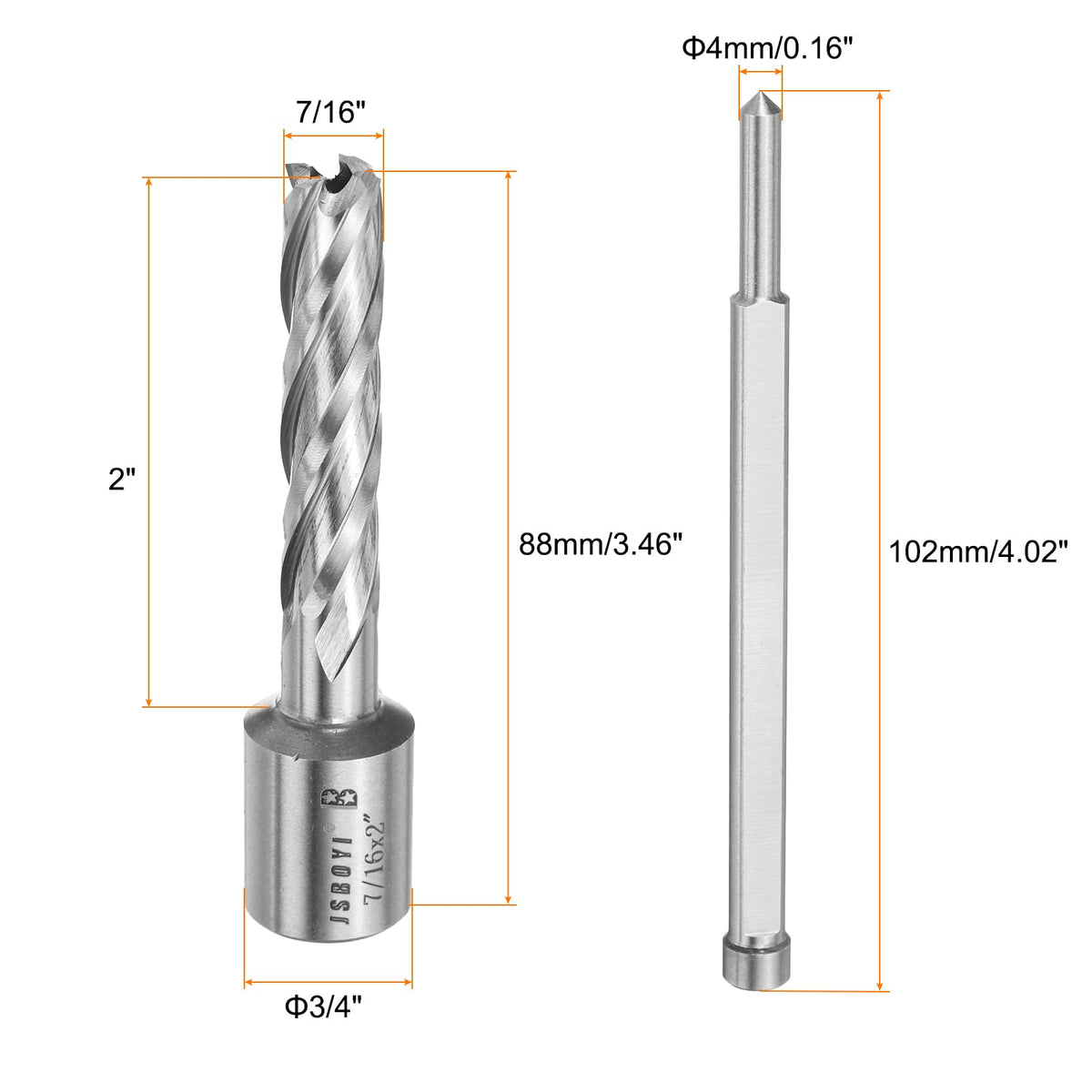 HARFINGTON Annular Cutter 7/16" Cutting Diameter Shank 3/4" with 2" Depth of Locating Pin M2 High-Speed Steel Drill Bit Annular Cutter for Standard Magnetic Drills Machine Tools Mills