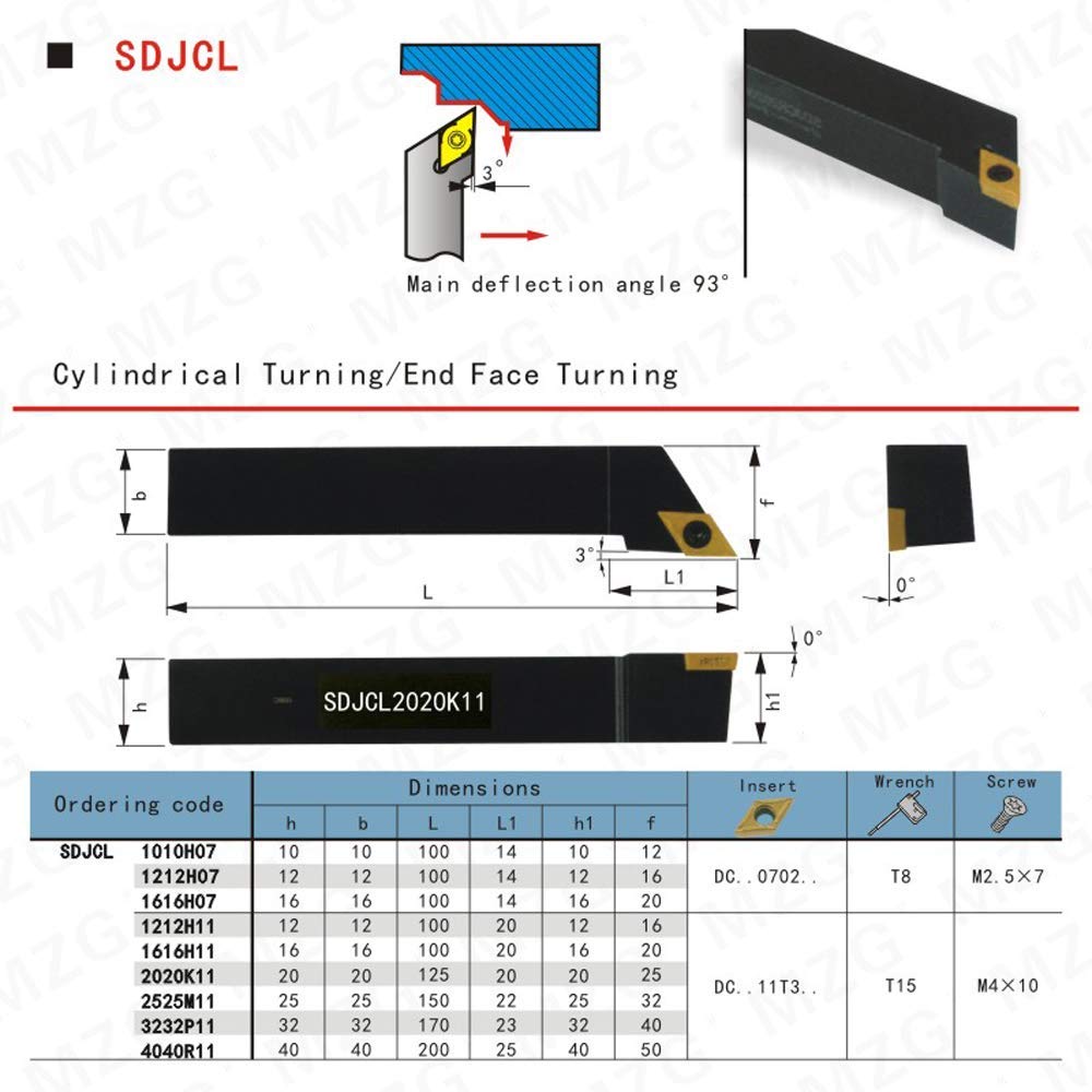Maifix SDJCL1212H07 CNC Lathe Machining Holders Solid 12mm 16mm Bar Carbide Inserts Cutter External Turning Tools