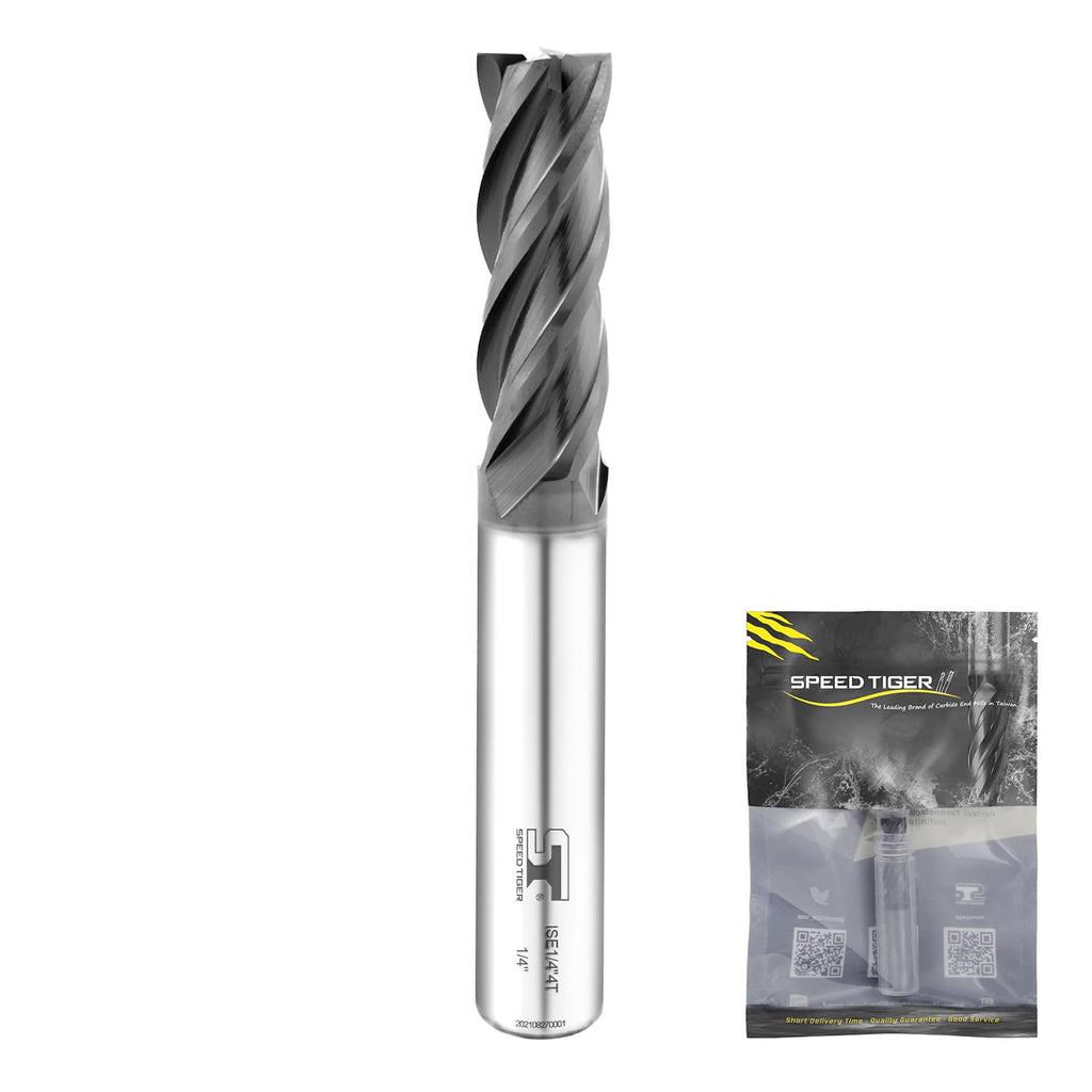 SPEED TIGER Micrograin Carbide Square End Mill - 4 Flute - ISE5/16 4T (1 Piece, 5/16") - for Milling Alloy Steels, Hardened Steel, Metal & More – Mill Bits Sets for DIYers & Professionals