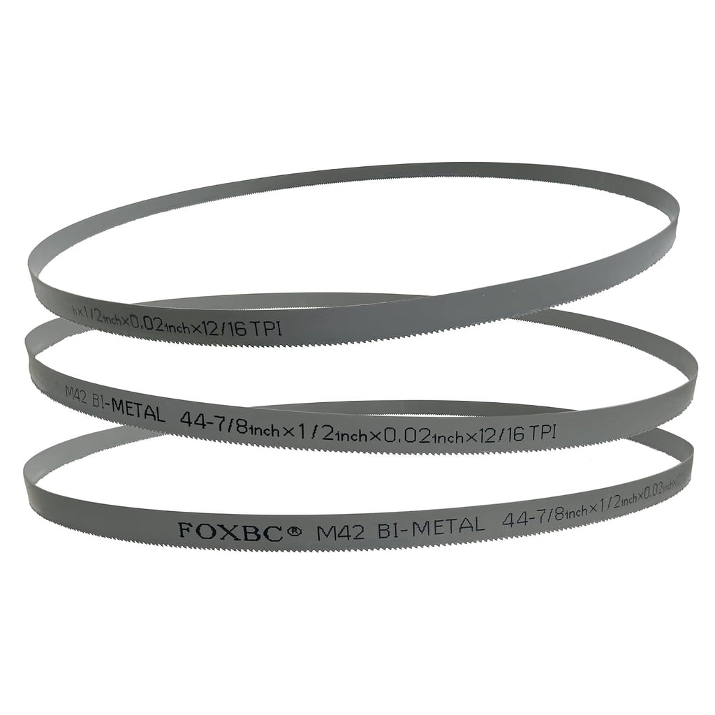 FOXBC 44-7/8-inch Bandsaw Blades 12/16 TPI, 44-7/8" x 1/2" x .020" 12/16 TPI, Replacement for DeWalt, Milwaukee Portable Band Saw, 3-Pack