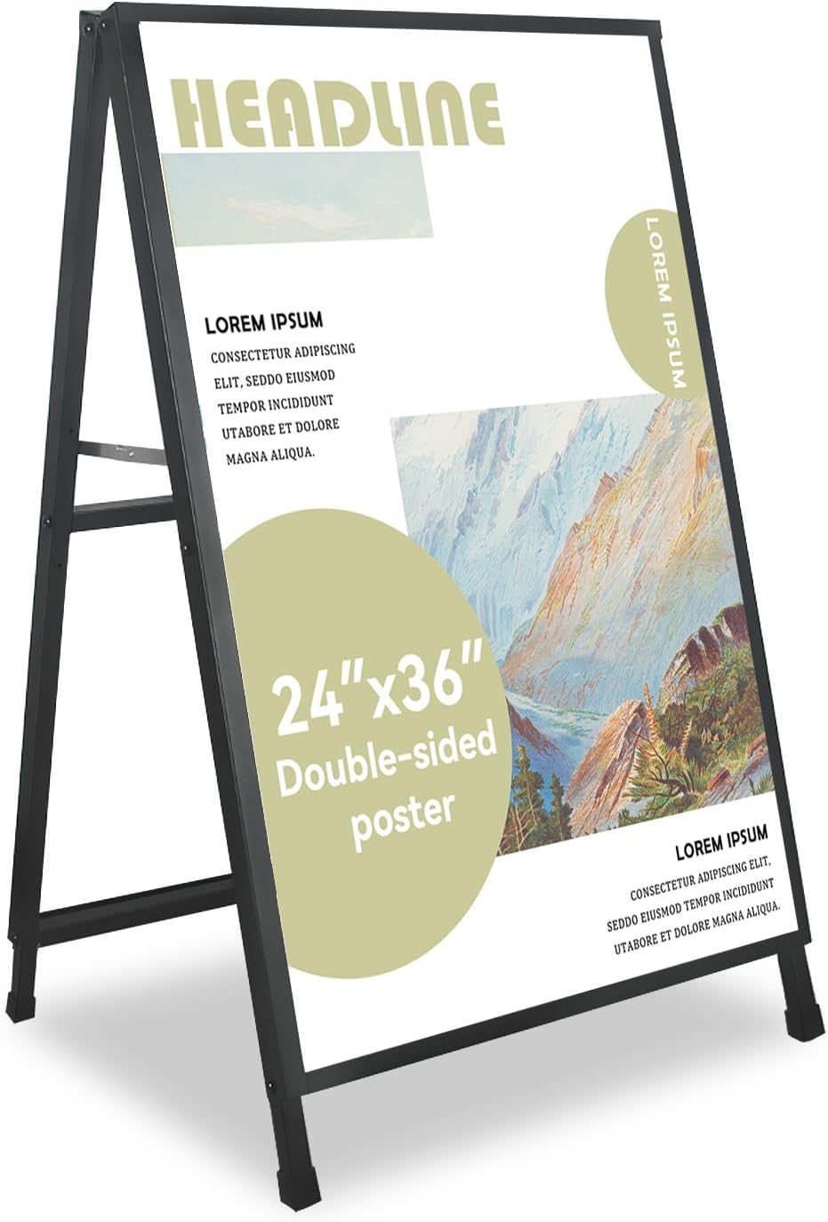 A Frame Sign 24x 36 Inch Heavy Duty Sandwich Board Double-Sided Folding Sign Holder Outdoor Pavement Sign for