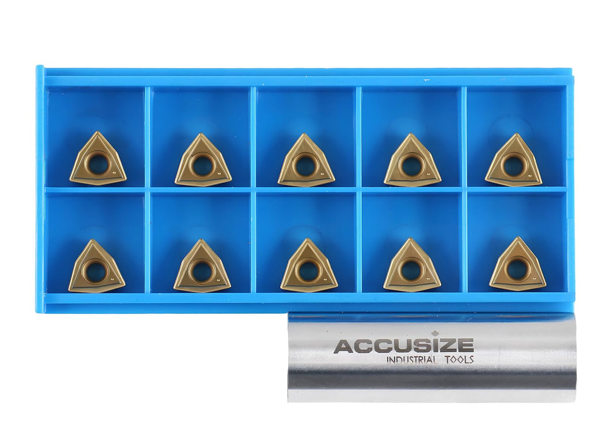 Accusize Industrial Tools WCMT2.52 Inserts, TiN Coated, Carbide, Cutting Steel, 10 Pc Set, 2139-1020x10
