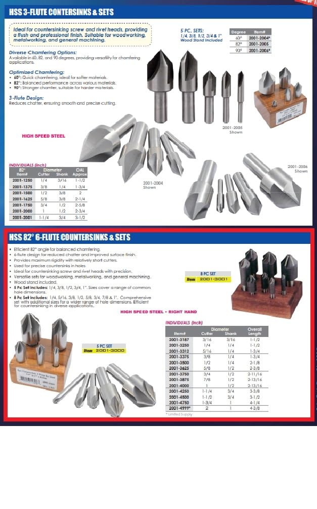 HHIP 2001-3500 1/2 Inch 82 Degree 6 Flute HSS Countersink