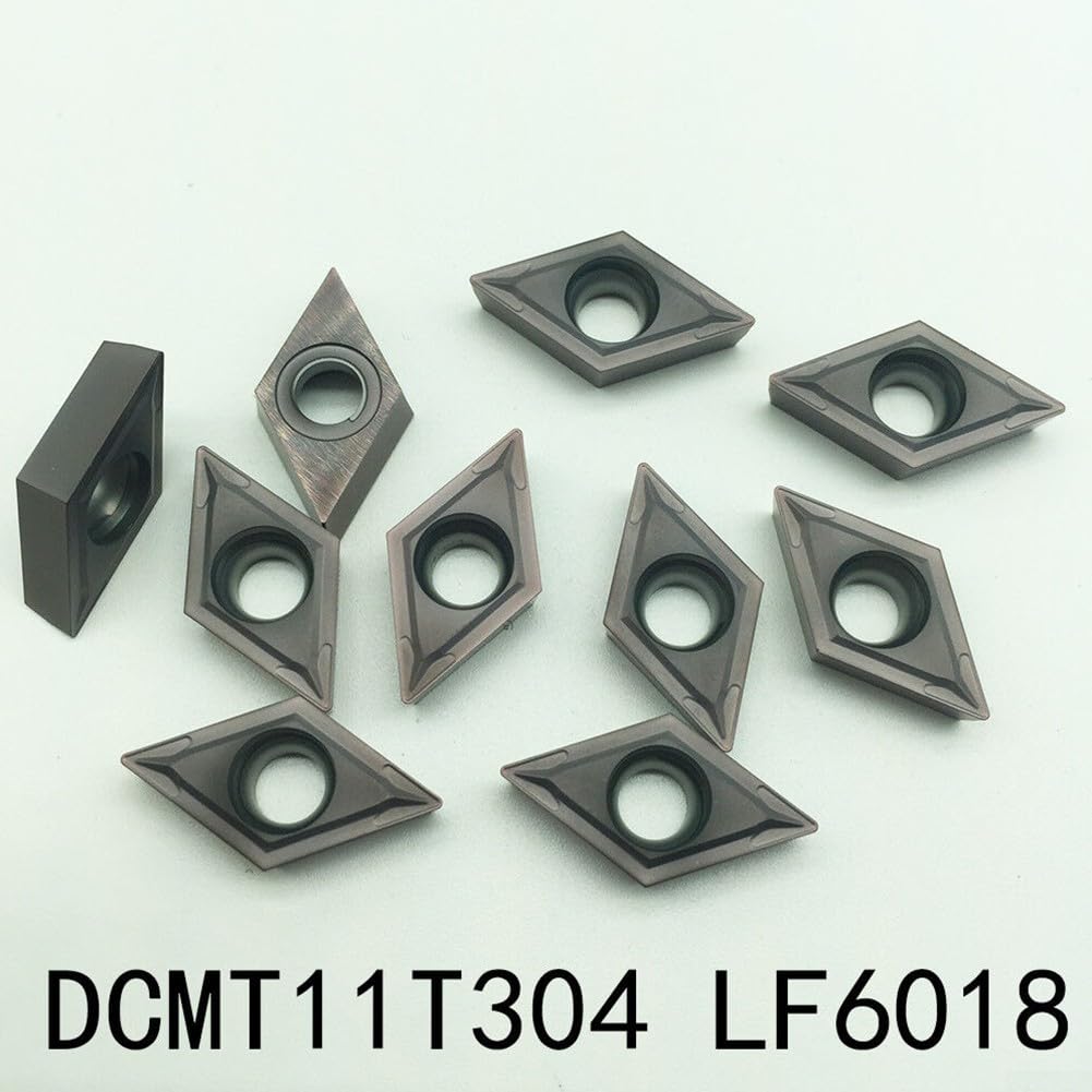 10Pcs DCMT11T304 LF6018 Carbide Turning Inserts for Stainless Steel CNC Machining, Compatible with DCMT32.51, Industrial Metalworking Toolholding