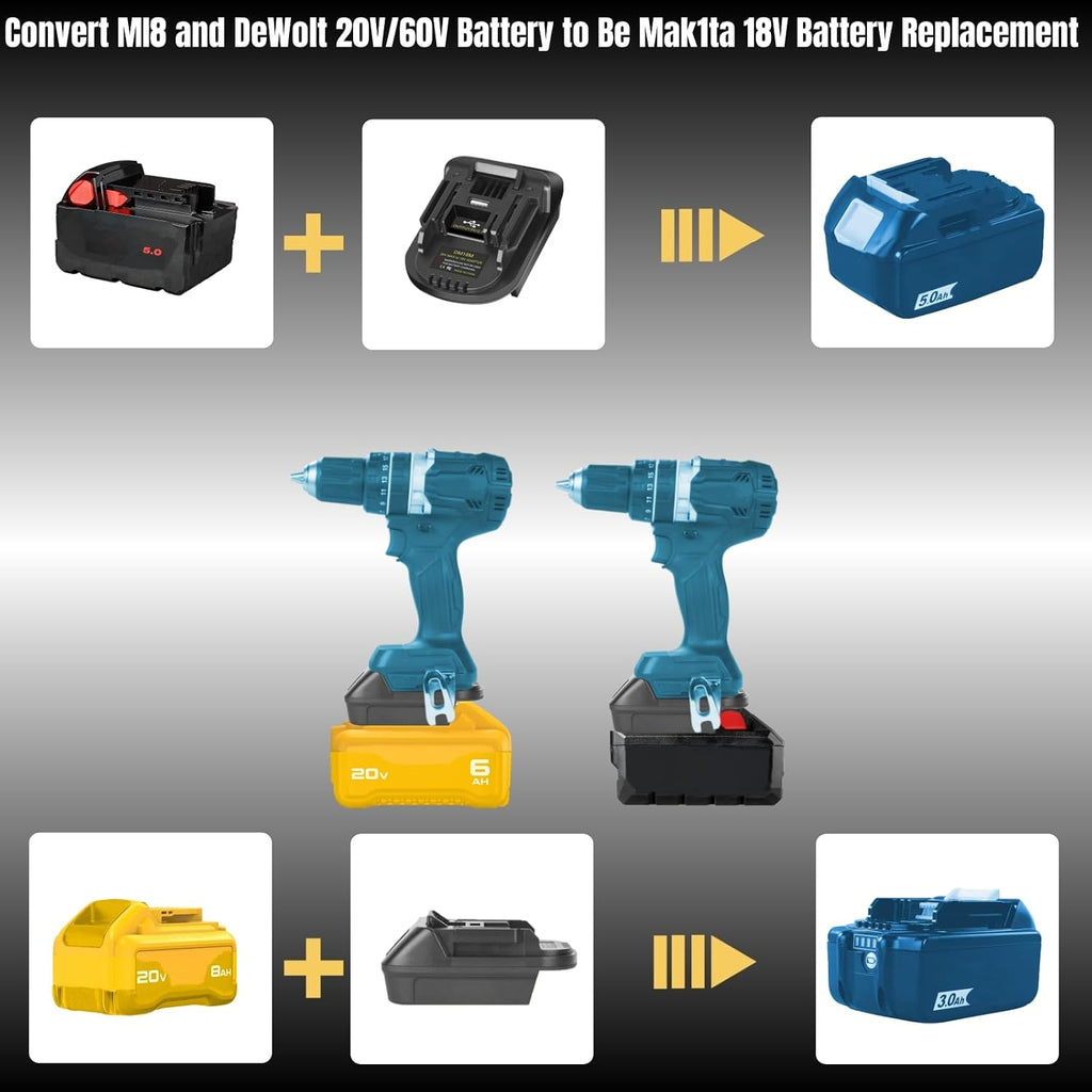Fit for Milwaukee for M18 Battery Adapter Replace for Makita 18V Battery