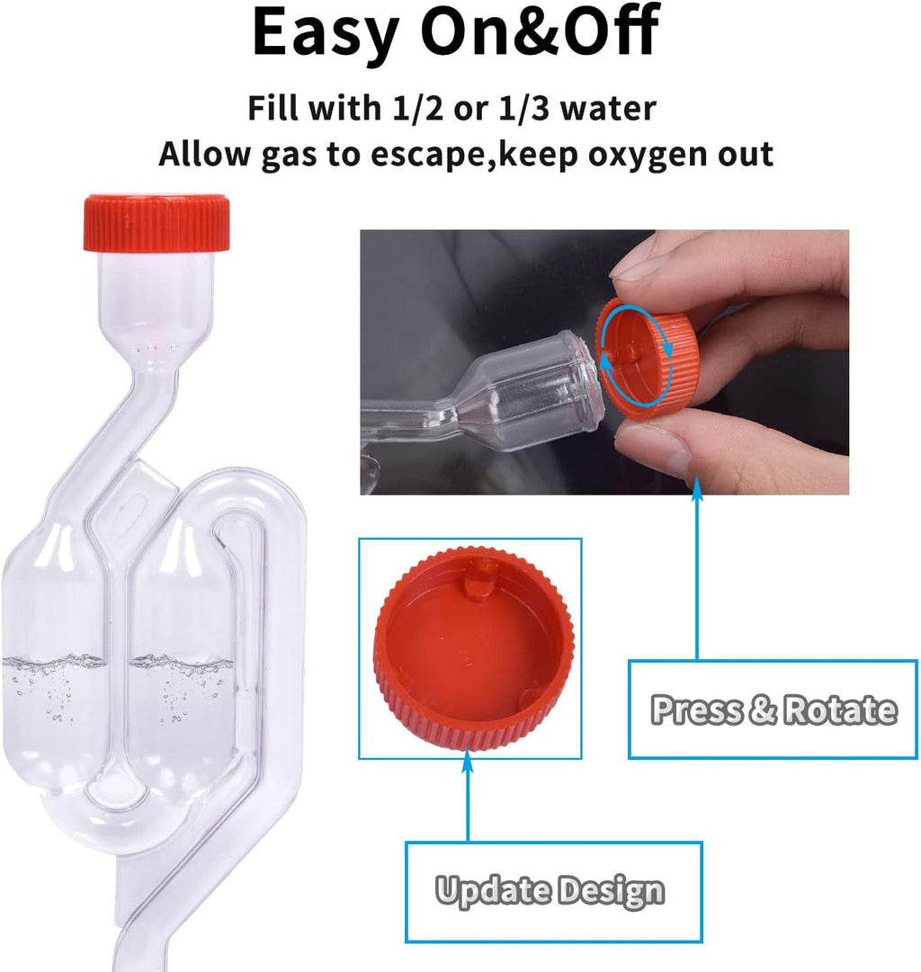 5ct. S - Shape Airlock with # 6 Stopper 5pcs & Grommets 10pcs,Bubble Fermentation Airlock for Brewing Wine Making