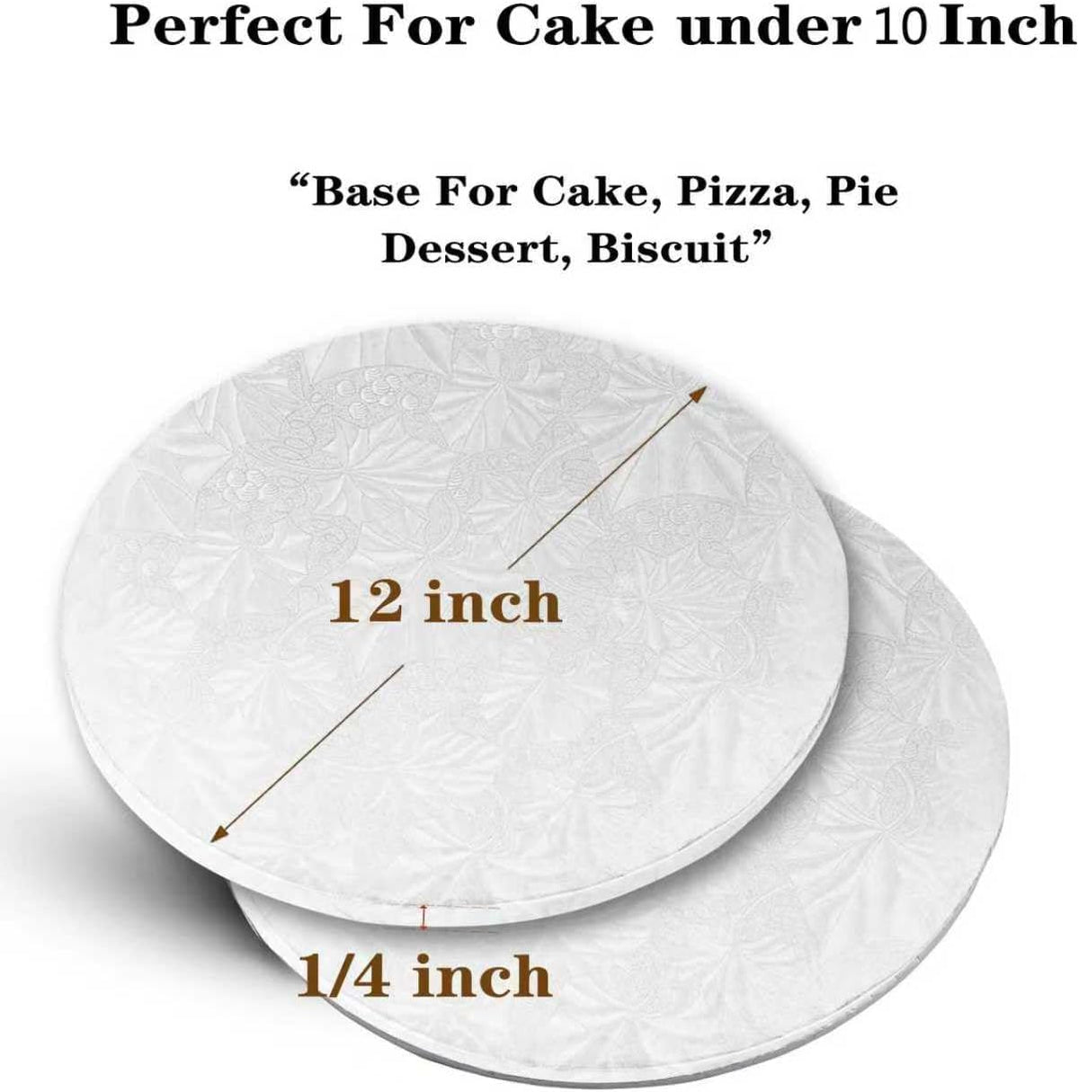 12 Inch Round Cake Boards, 10PACK White Cake Drums, Sturdy Cake Cardboard Bases para Pasteles for Pastry Baking