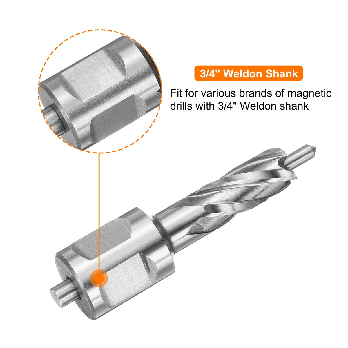HARFINGTON Annular Cutter 7/16" Cutting Diameter Shank 3/4" with 1" Depth of Locating Pin M2 High-Speed Steel Drill Bit Annular Cutter for Standard Magnetic Drills Machine Tools Mills