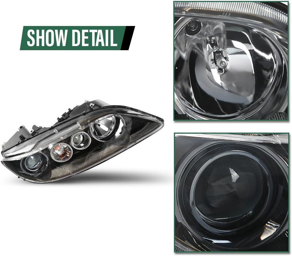 LQI Pair Headlights Assembly w/Bulb Compatible with Mazda 6 2006 2007 2008