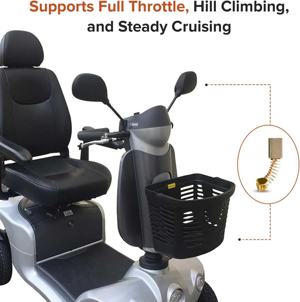 Replacement Motor Brush Set for Merits, Jazzy, Jet & Pride Scooters and Power Chairs (Set of 2)