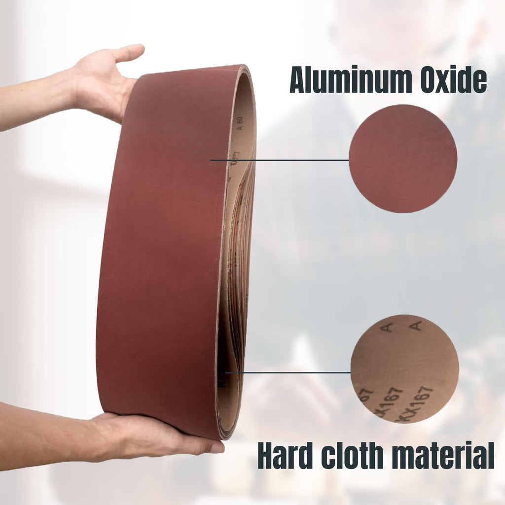 POWERTEC 6 x 48 Inch Sanding Belts, 3PK, 80 Grit Aluminum Oxide Belt Sander Sanding Belt for Bench Belt Sander, Woodworking & Paint Removal, Metal Polishing (110533)