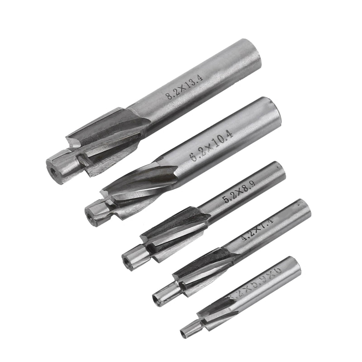 5Pcs Milling Cutter Drill Bit M3 M4 M5 M6 M8, 4 Flutes Straight End Mill Cutter, HSS-AL High Speed Steel Slotting Counterbore End Mill Cutter for Copper, Aluminum, Steel, Cast Iron