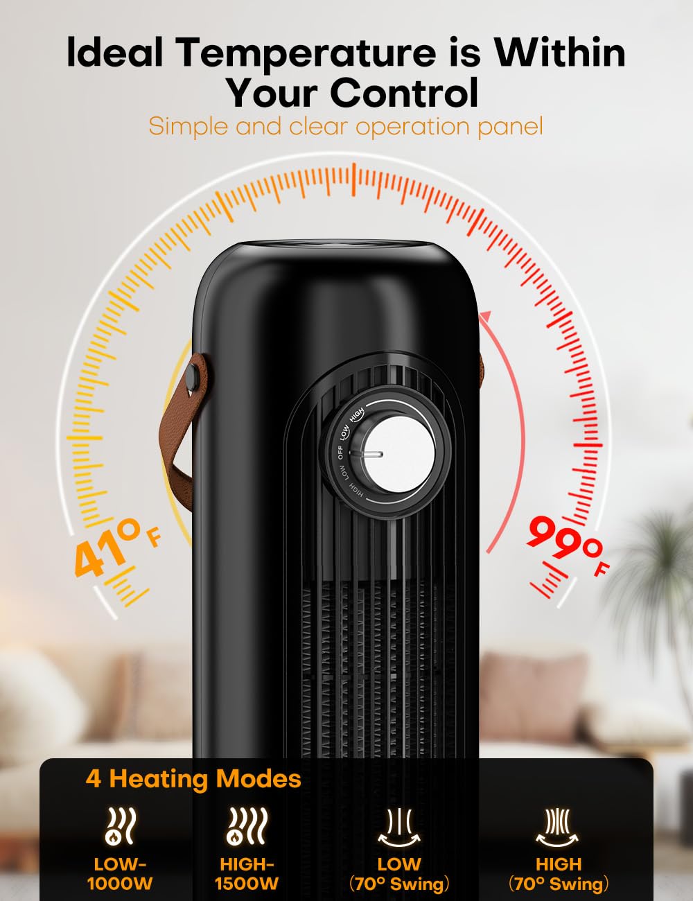 24 Inch Outdoor Heater for Patio,1500W PTC Electric Patio Heaters