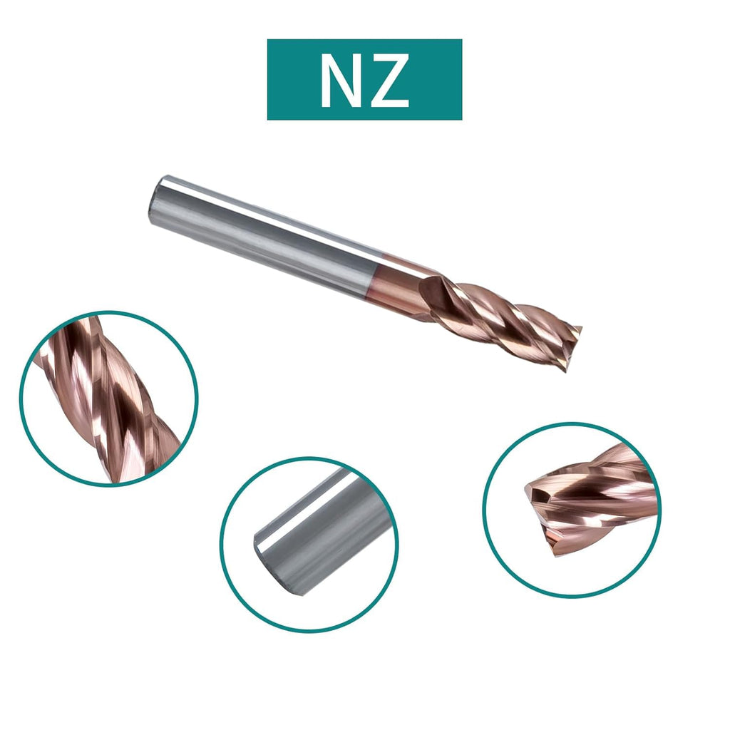 NZ 5/16" 4-Flute TiSiN-Coated Square End Mill, HRC55 CNC Milling Cutter for Hardened Steel, Stainless, Titanium & Cast Iron