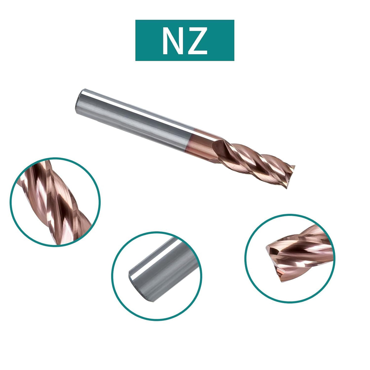 NZ 5/16" 4-Flute TiSiN-Coated Square End Mill, HRC55 CNC Milling Cutter for Hardened Steel, Stainless, Titanium & Cast Iron
