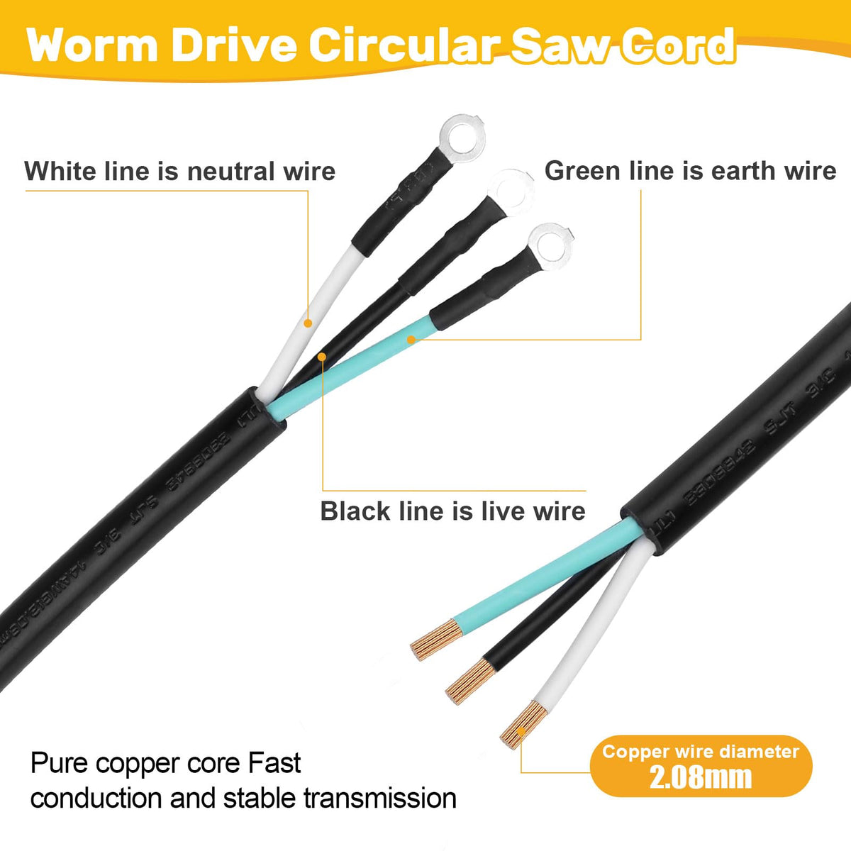 95104L Heavy-Duty Circular Saw Replacement Power Cord Assembly