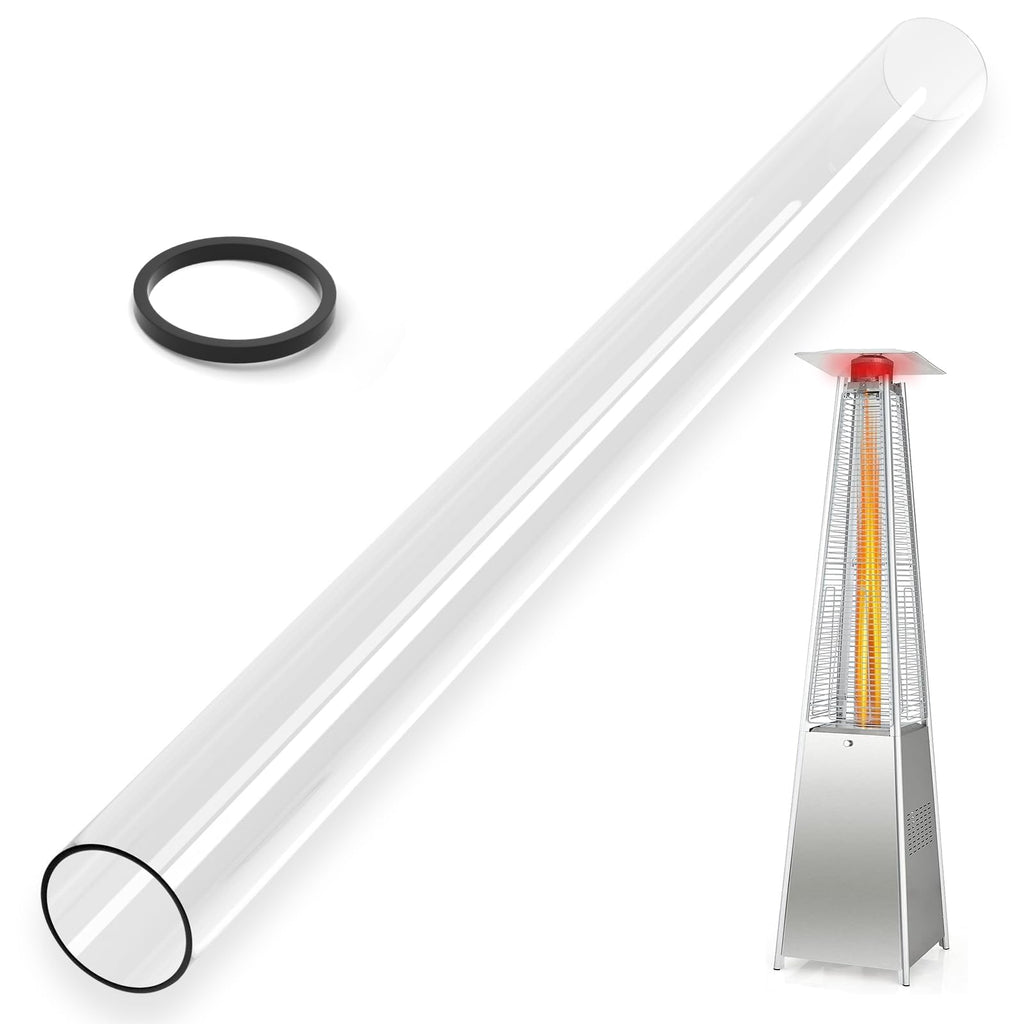 Patio Heater Glass Tube Replacement 49.5″ Tall 4″ Diameter with Rubber Ring