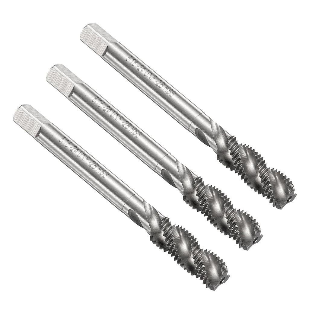 uxcell 3pcs Spiral Flute Thread Taps 5/16-24 UNF 2B Machine Threading Tap Bit, Uncoated Screw Tapping Repair Tool, M2 High-Speed Steel (HSS)