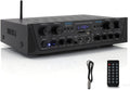 4-Channel Audio Amplifier with Bluetooth - Home Stereo Receiver w/ 500W Max Power - Commercial or Karaoke - Dual Mic