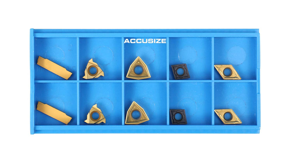 Accusize Industrial Tools 2 Pc of Each Kind of Carbide Inserts for 2387-2004, CVD Coated and Tin Coated, Total 10 Pieces, 2387-2004inserts