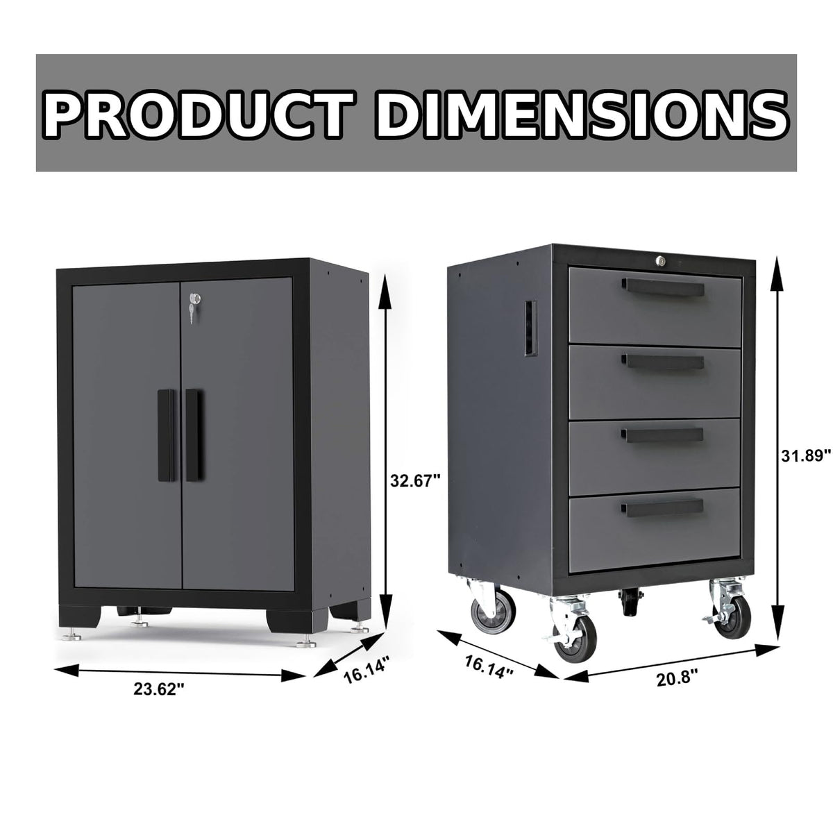 Garage Storage Cabinets System, 9 Piece Workshop Cabinet Set in Black
