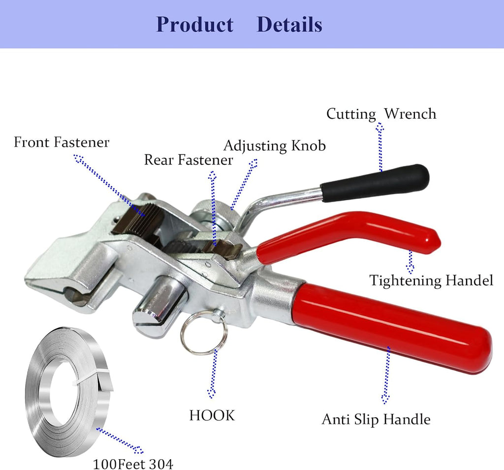 Metal Strapping Tool Kit Steel Banding Ratchet Tensioner Cutter
