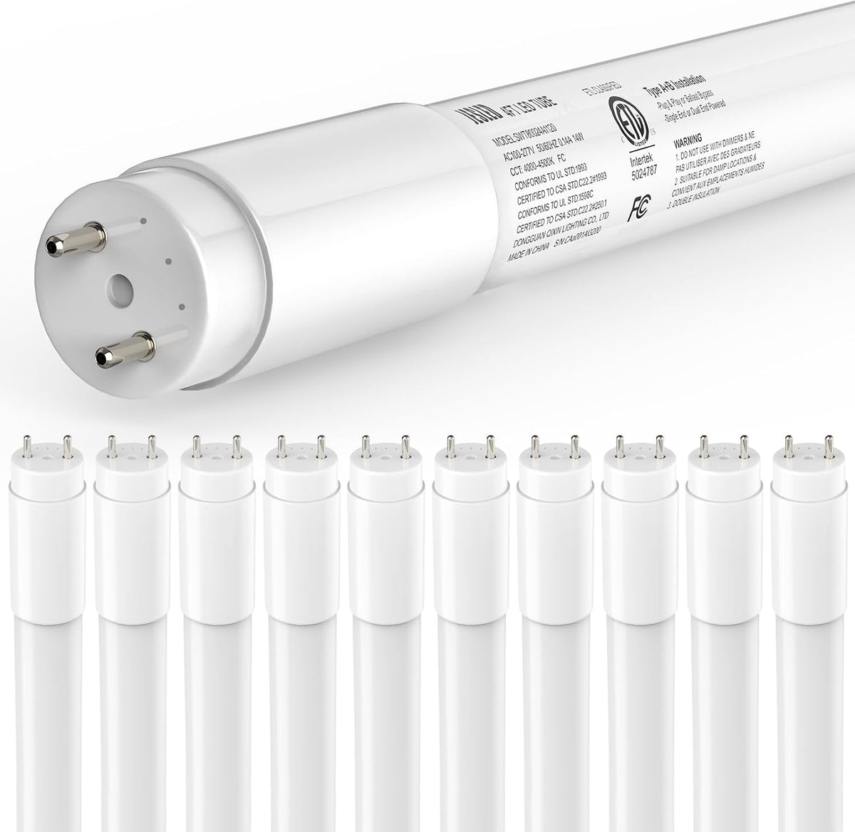 JESLED 10Pack T8 LED Bulbs 4 Foot, 4FT Fluorescent Replacement, Type A+B,14W 2450LM 4000K Neutral White, Plug & Play or Ballast Bypass, G13, T8 T10 T12 LED Replacement, Frosted Cover