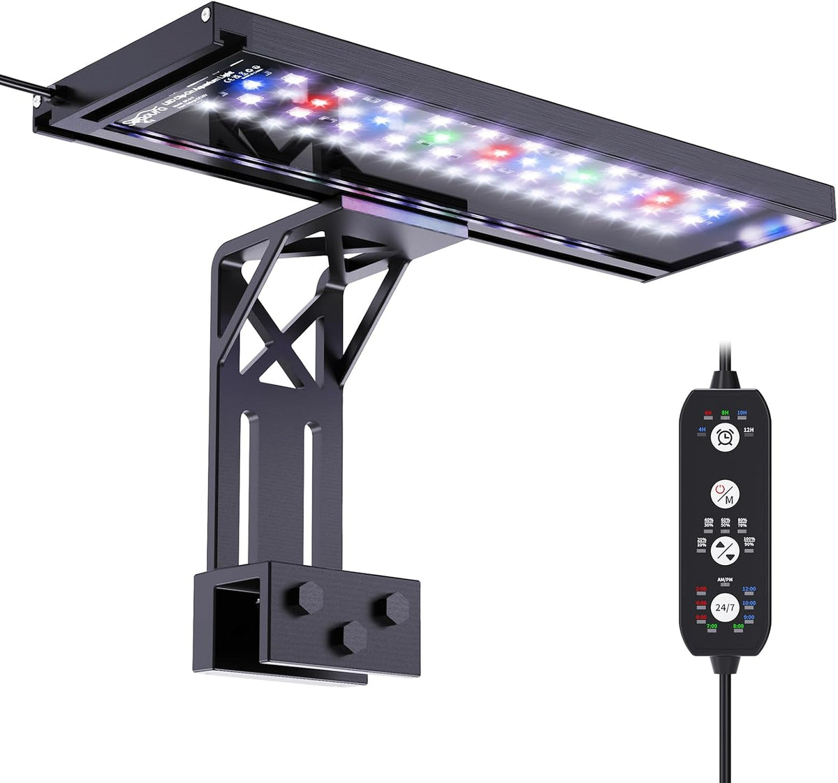 Clip On Aquarium Light for Plants-24/7 Fish Tank Light, 12-20 Inch | Led Aquarium Plant Light with Timer, Full