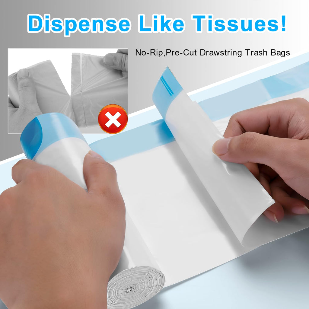 2 Gal Small Trash Bags, Unscented Drawstring, 200 Ct for Bathroom
